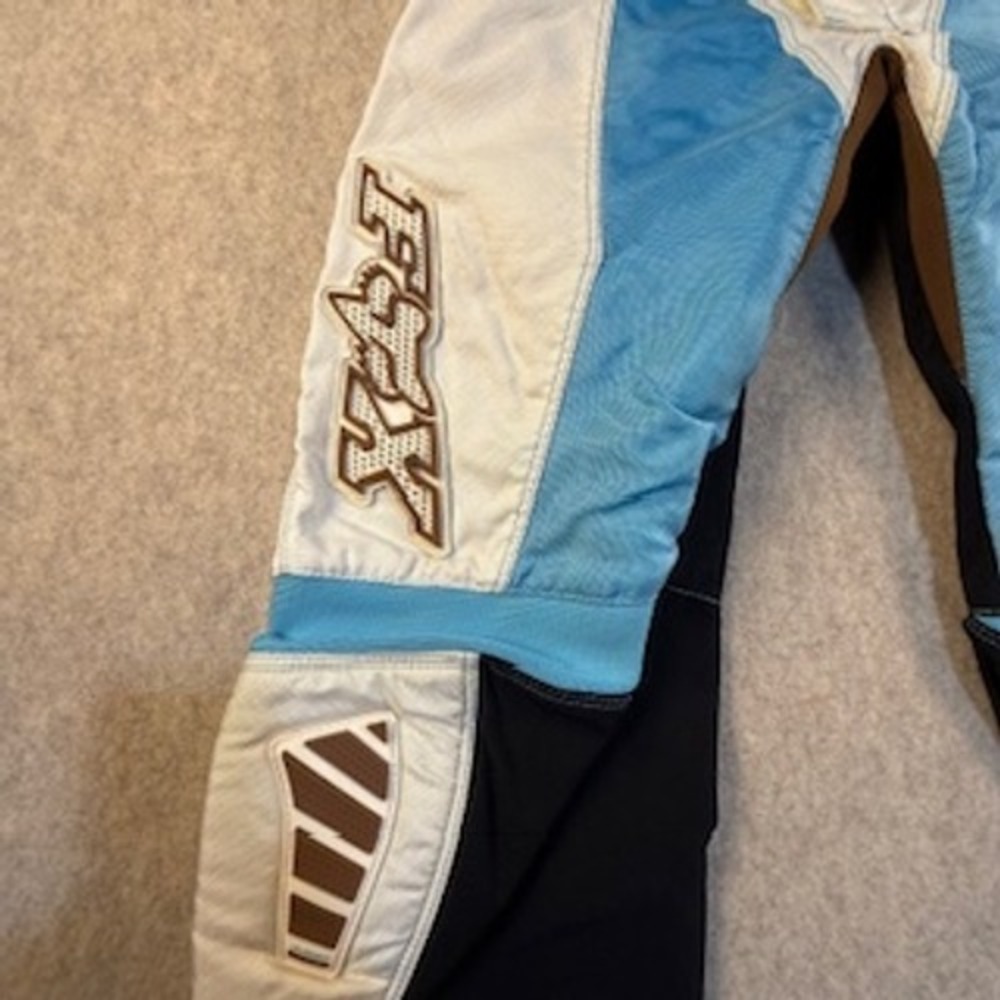Fox Racing 180 Motocross Pants White Blue Brown Youth 26 MX Dirt Bike Gear - Picture 3 of 9